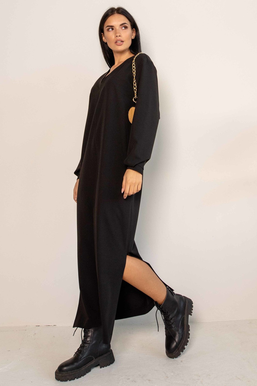 Стильное платье Касси макси длины 42-56 размер разные цвета Черный, 54 - фото 10 - id-p1482111691