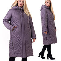 Якісний жіночий пуховик великих розмірів зимова довга куртка пуховик батал пальто на синтепуху