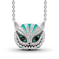 Модное ожерелье в виде улыбающегося котика на праздник, ожерелье с подвеской из горного хрусталя и керамики