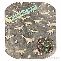 Плед світиться в темряві День-ніч 150х200 см Покривало Мікрофібра (Сірий з Динозаврами)