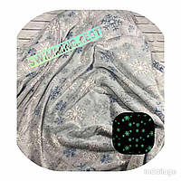 Плед світиться в темряві День-ніч 150х200 см Покривало Мікрофібра (Сірий з снежынками )