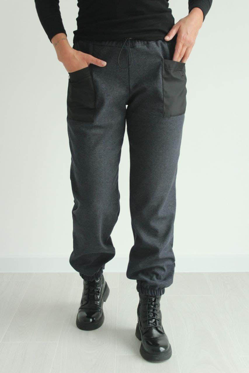 Штани жіночі теплі з стрейчової вовни стильні №194 колір сірий