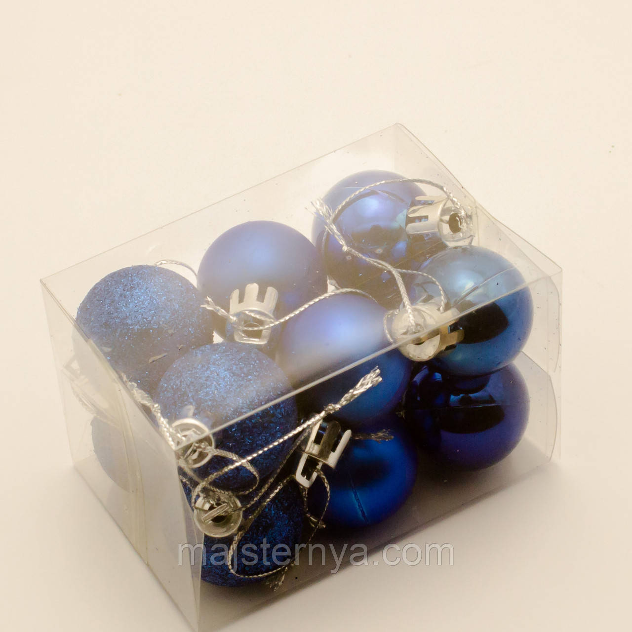 Новорічні іграшки на ялинку - кулі 7см (12шт в упаковці) синього кольору