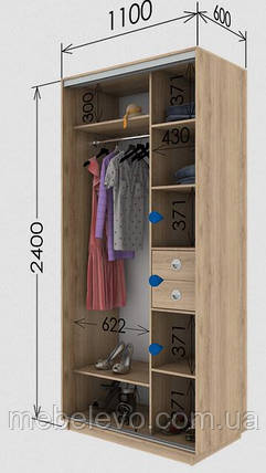 Шафа-купе 2Д Стандарт 110х60 h-240, ТМ Гарант, фото 1