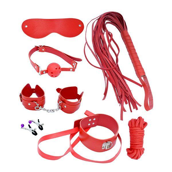 Набір MAI BDSM STARTER KIT Nº 75: батіг, кляп, наручники, маска, нашийник, мотузка, затискачі. (SO5004)
