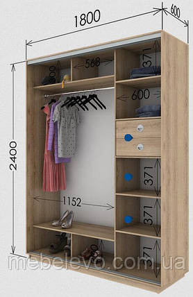 Шафа-купе 2Д Стандарт, 180х60 h-240, ТМ Гарант, фото 1