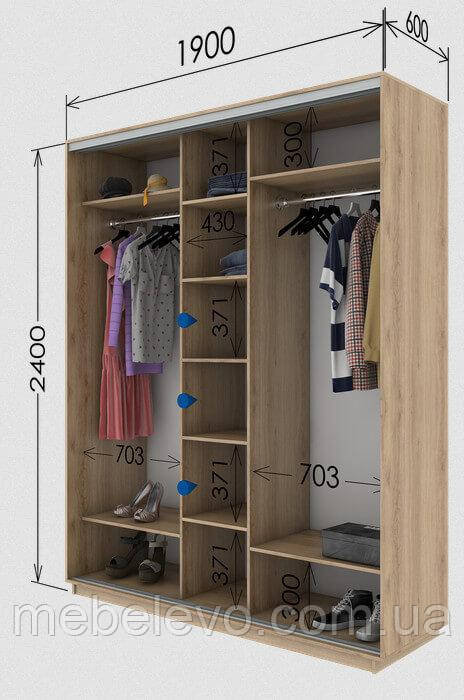 Шафа-купе 3Д Стандарт 190х60 h-240, ТМ Гарант
