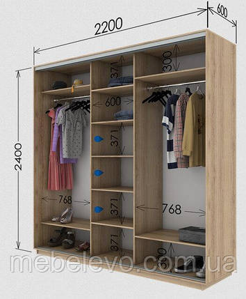 Шафа-купе 3Д Стандарт 220х60 h-240, ТМ Гарант, фото 1