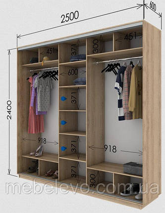 Шафа-купе 3Д Стандарт 250х60 h-240, ТМ Гарант, фото 1
