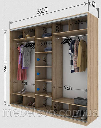 Шафа-купе 3Д Стандарт 260х60 h-240, ТМ Гарант, фото 1