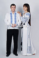 Парная одежда вышитая бохо лен для двоих, на свадьбу, вышиванки для семьи, вышиванка лен, этностиль