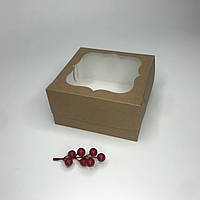Коробка для бенто-торта, 170*170*90 мм, с окном, крафт
