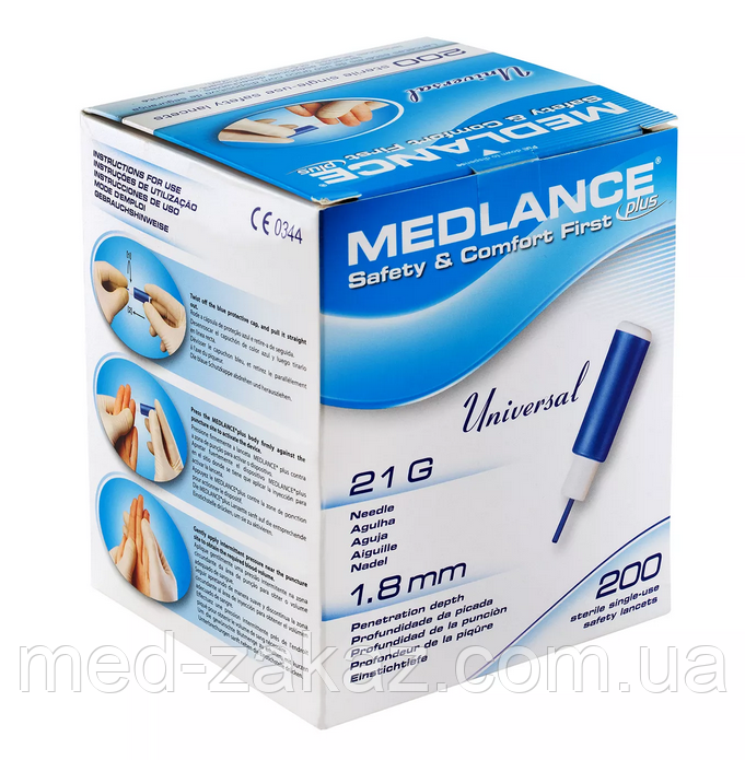 Ланцет автоматичний Medlance Plus Universal Blue 21G №200