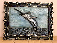 Картина из дерева, рыбалка "Марлин"