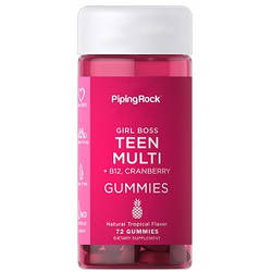 Вітаміни для дівчат Piping Rock Teen Girl Multi + B-12 Cranberry (72 жувальних мармеладок.)