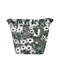 Якісна джинсова підкладка для сумки mini7 з рюшами, Квіти, сіра