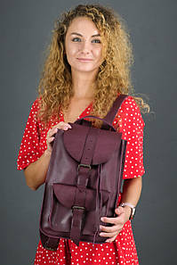 Жіночий шкіряний рюкзак Флоренція, натуральна шкіра італійський Краст колір Бордо