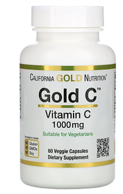 Вітамін С Gold C (Vitamin C) 1000 мг California Gold Nutrition 60 вегетаріанських капсул термін