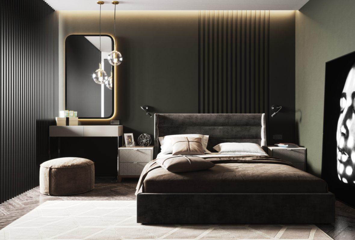 Ліжко двоспальне Остін, двоспальне ліжко з м'яким узголів'ям для спальні Шик Галічина, фото 1