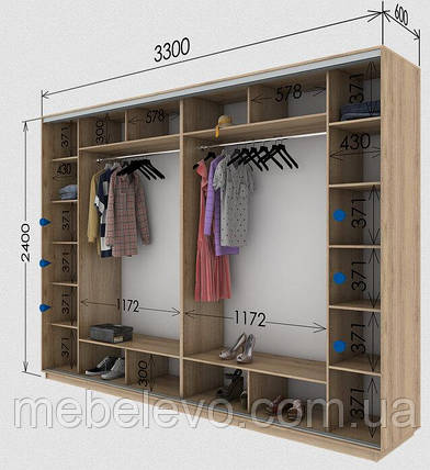 Шафа-купе 4Д Стандарт 330х60 h-240, ТМ Гарант, фото 1