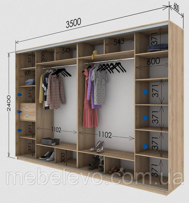 Шафа-купе 4Д Стандарт 350х60 h-240, ТМ Гарант