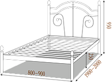 Ліжко металеве Діана біле 80 * 190 см (Метал-Дизайн ТМ), фото 2