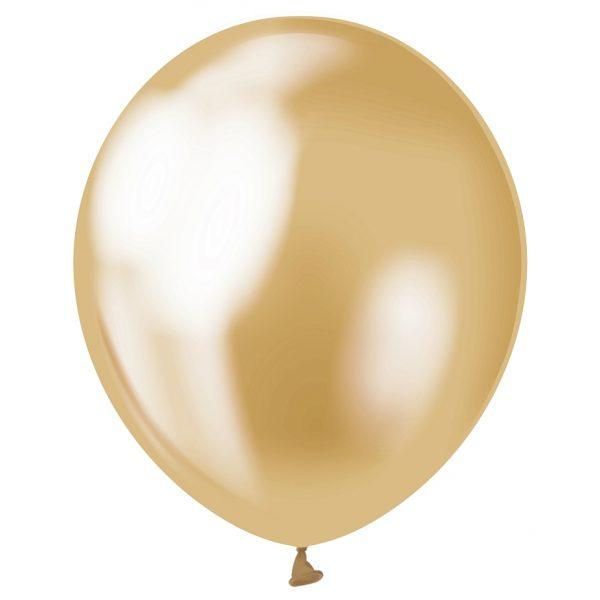 Латексна кулька хром золотий 12"/30см Mirror Gold Kalisan