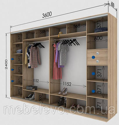 Шафа-купе 4Д Стандарт 360х60 h-240, ТМ Гарант, фото 1