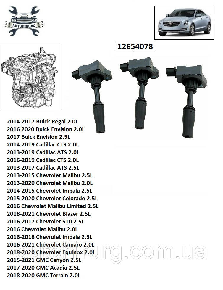 Котушка запалювання Cadillac ATS 12654078