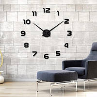 60-130 см Великі настінні годинники 3д, декоративні настінні годинники Арабські цифри, чорні