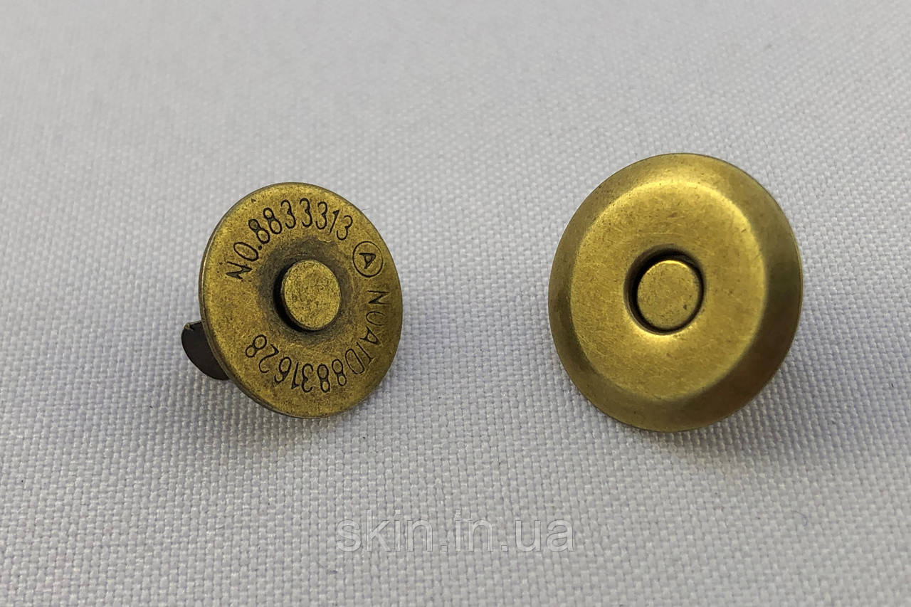 Кнопка магнітна, діаметр - 16 мм, колір - антик, в упаковці - 6 шт, артикул СК 5801