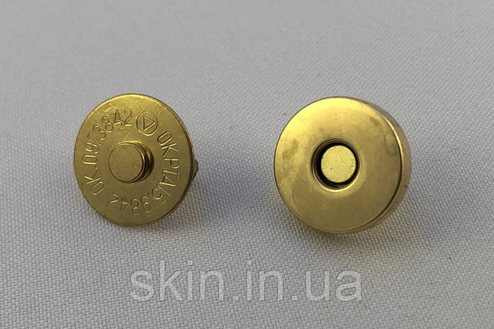 Кнопка магнітна, діаметр - 18 мм, колір - золотистий, в упаковці - 10 шт, артикул СК 5803, фото 2