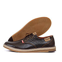 Стильные мужские туфли коричневого цвета из натуральной кожи на шнурках