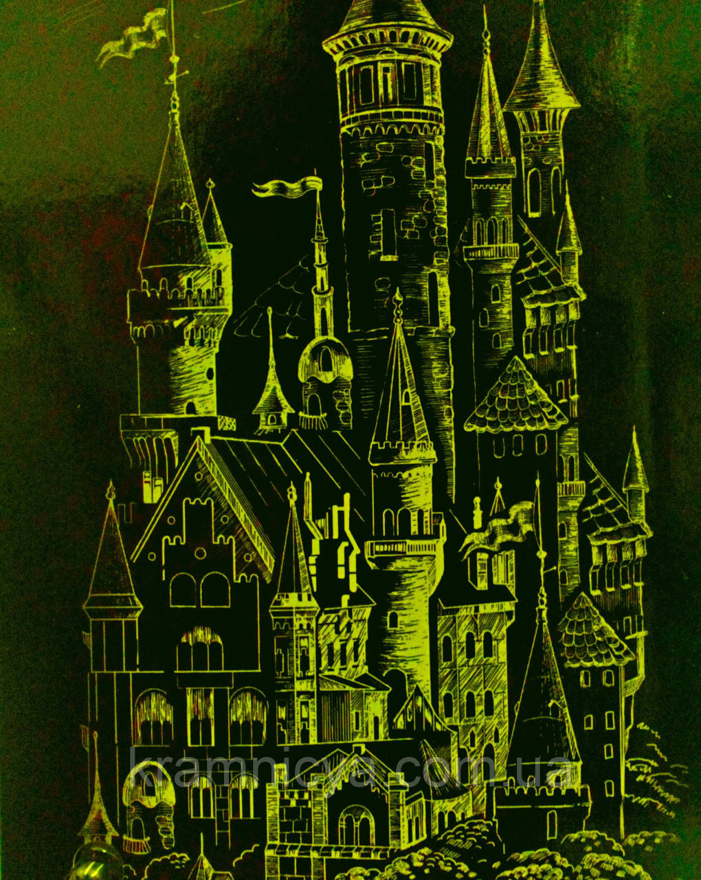 Гравюра панорама Замок Золото, фото 1