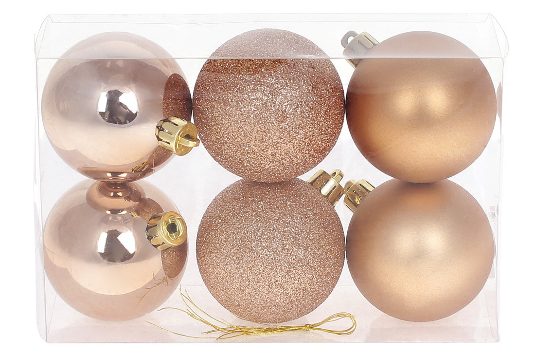 Набор елочных шаров карамельный мокко, 6см, 6 шт, фото 1