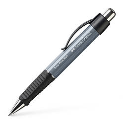 Ручка кулькова Faber-Castell Grip Plus Stone Grey, автомат. з каучуковим грипом, корпус сірий, 140789