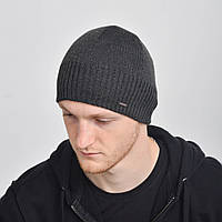 Чоловіча в'язана шапка (без флісу) 15044BF темний сірий