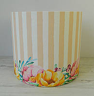 Декоративная шляпная коробка для цветов D20см цвети полоска персик
