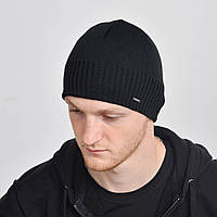 Чоловіча в'язана шапка (без флісу) 15044BF чорний