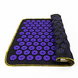 Масажний килимок Аплікатор Кузнєцова + валик масажер для спини/шиї/ніг/стоп/голови/тіла OSPORT (n-0002) Чорно-фіолетовий, фото 4
