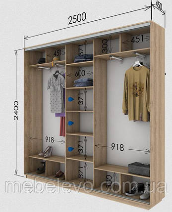 Шафа-купе 3Д Стандарт 250х45 h-240, ТМ Гарант, фото 1