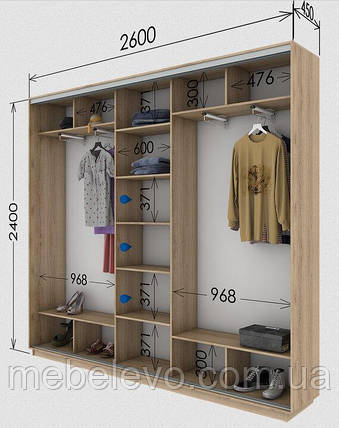 Шафа-купе 3Д Стандарт 260х45 h-240, ТМ Гарант, фото 1