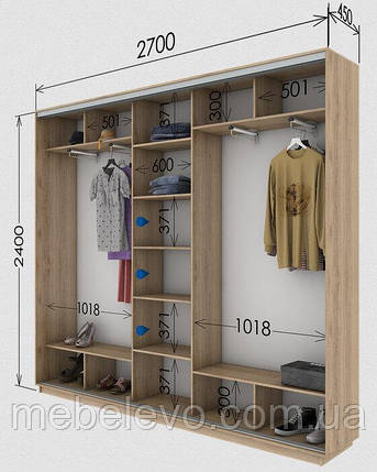 Шафа-купе 3Д Стандарт 270х45 h-240, ТМ Гарант, фото 1