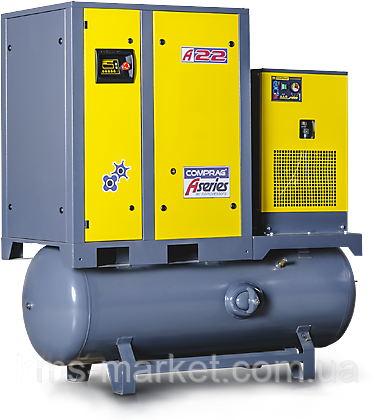 Гвинтові компресори серії А з ремінним приводом на ресивері з вбудованим осушувачем до 3,6 м3/хв