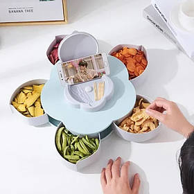 Обертається Цукерниця Організатор Менажница складна двох'ярусна Candy Box для цукерок і фруктовница