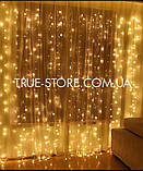 Гірлянда штора 240 LED 3 м*1.5м, теплий білий колір, фото 3