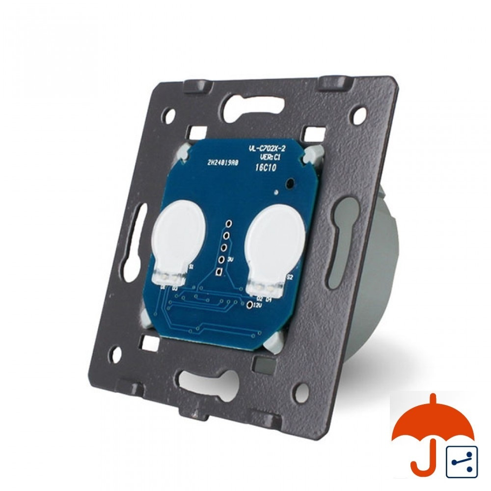 Сенсорний вимикач LIVOLO, 2-сенсорний, прохідний / перехресний, з вологозахистом IP44, 5А 230В, без нейтралі, фото 1