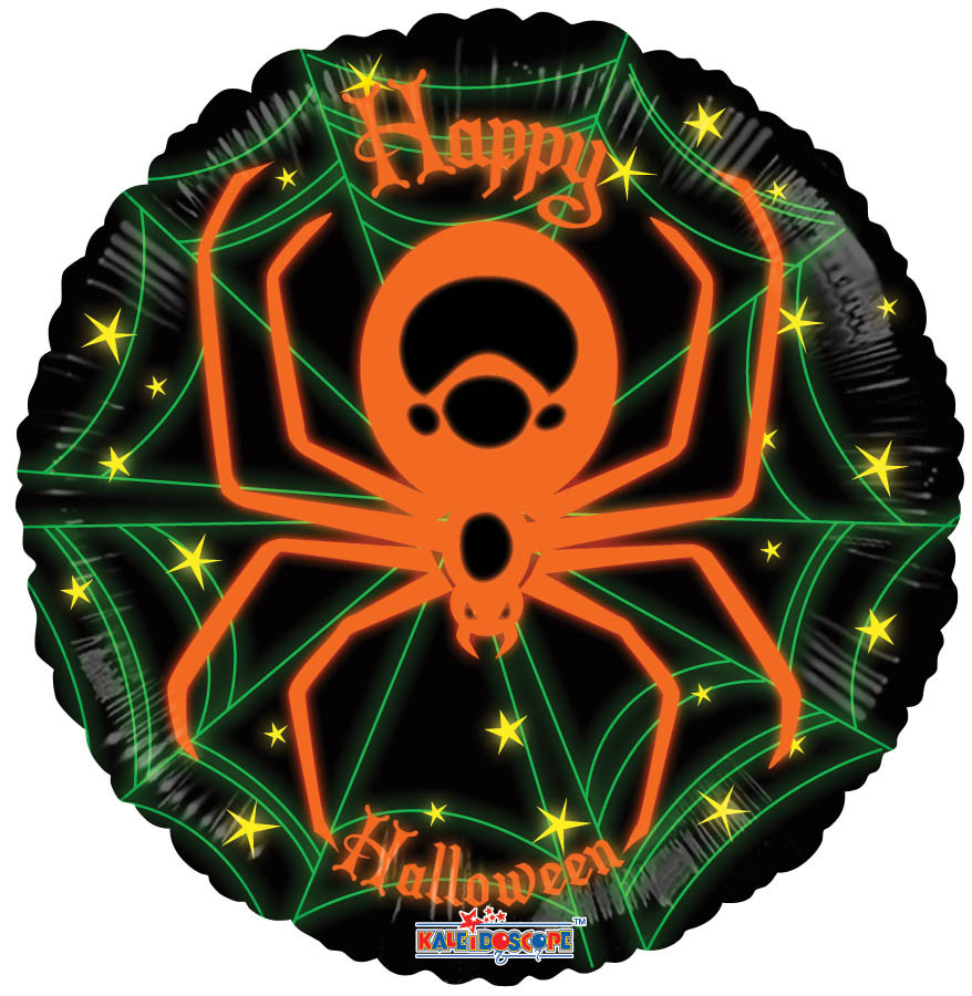 К 18" Spider Neon Gellibean Balloon. Фольгована куля Неоновий павук Гелловін