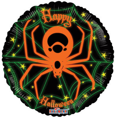 К 18" Spider Neon Gellibean Balloon. Фольгована куля Неоновий павук Гелловін