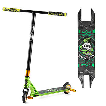 Самокат трюковий (алюміній, HIC-система, пеги, колеса PU 110 мм) Best Scooter 85784 Зелений